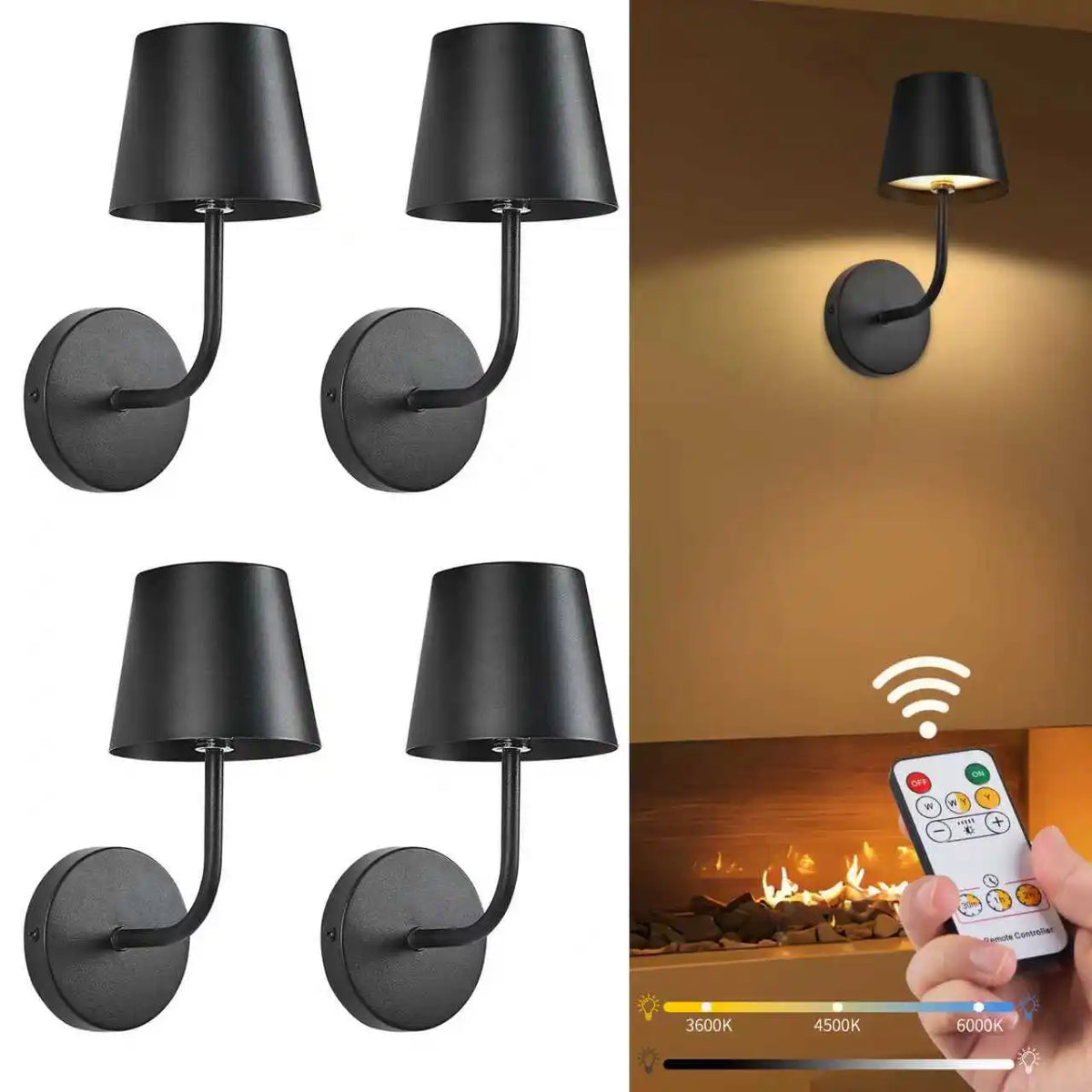 Oplaadbare LED-wandlamp set met afstandsbediening dimbaar sfeerverlichting woonkamer slaapkamer gang | Sulvida
