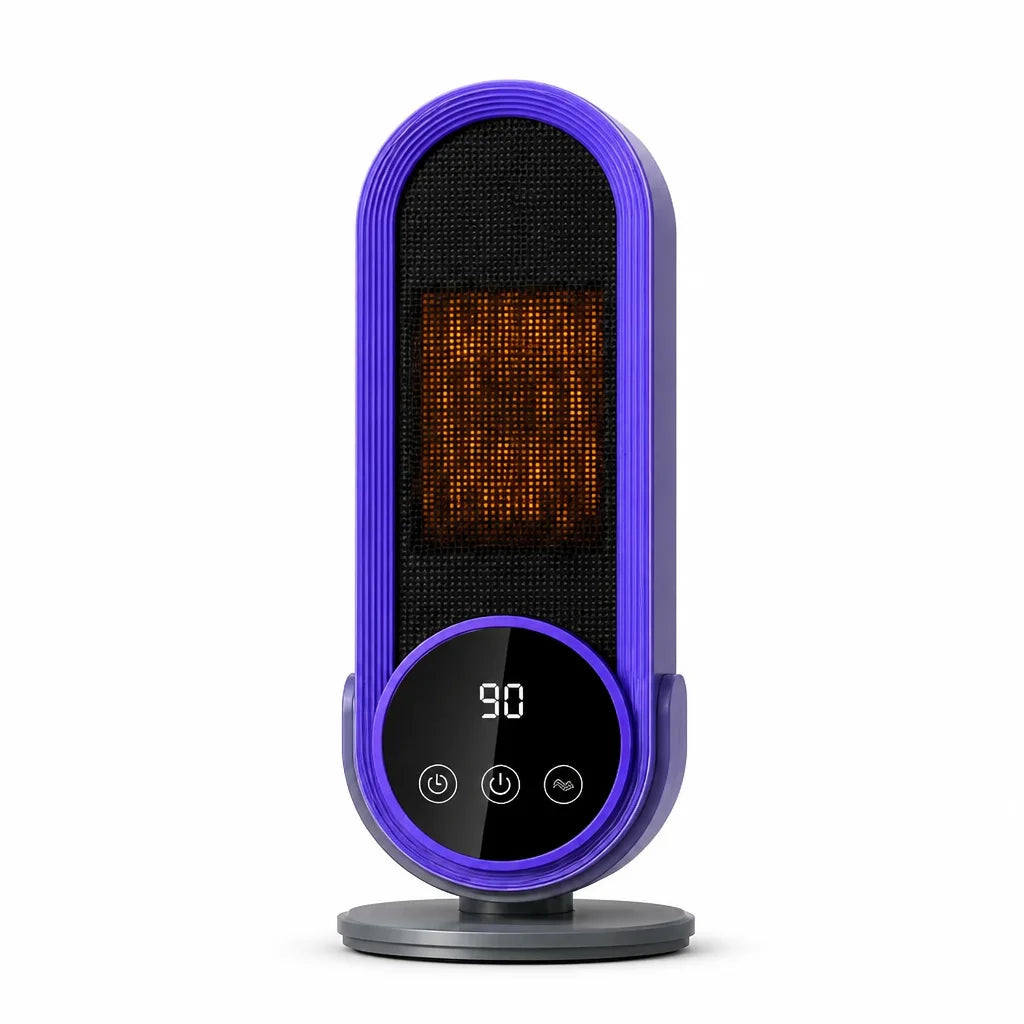 Chauffage électrique en céramique PTC Blanc Violet Commande tactile Protection contre le basculement Économe en énergie | Sulvida