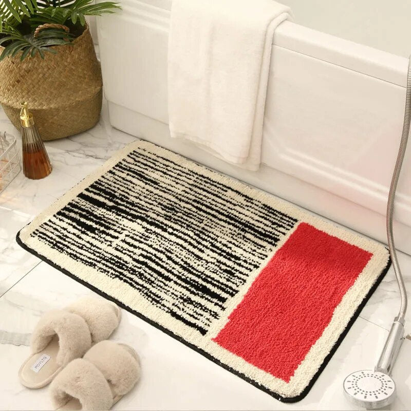 Antislip Badmat met Absorberend Oppervlak 40×60 cm Zwart Rood Blauw Geel Abstract Scandinavisch Design | Sulvida