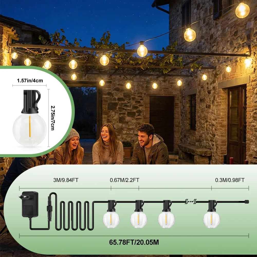 Dimbare LED Lichtslingers met Afstandsbediening 20 Meter Warm Wit Tuinverlichting voor Terras Tuin & Feest | Sulvida