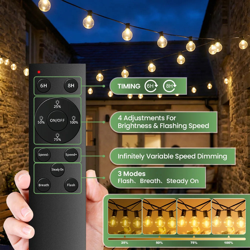 Dimbare LED Lichtslingers met Afstandsbediening 20 Meter Warm Wit Tuinverlichting voor Terras Tuin & Feest | Sulvida
