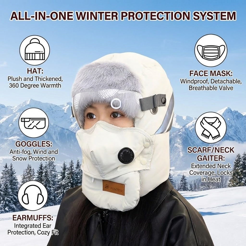 Thermische Wintermuts Volledige Gezichtsbescherming Afneembaar Masker Wandelen Fietsen Winddicht Ski | Sulvida