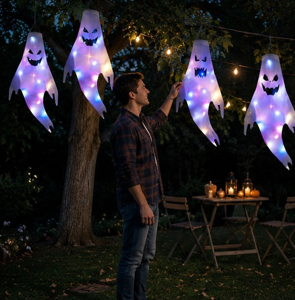Spookwindzak met LED-verlichting Halloween Decoratie Tuin Buiten Binnen Hangend 130 cm Lichtgevend Griezel | Sulvida