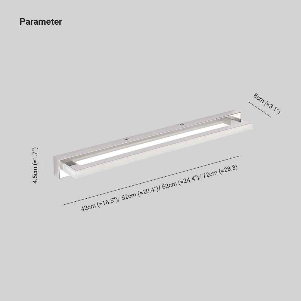 LED Wandlamp Rechthoek Wit voor Badkamer Spiegel Strak Modern Design Metaal Acryl Spiegelverlichting | Sulvida