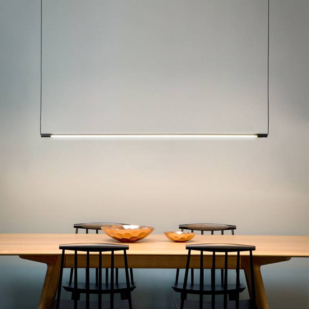 Lineaire Hanglamp Zwart Metaal Acryl LED voor Eetkamer Woonkamer Slaapkamer Dimbaar Modern Strak Design | Sulvida