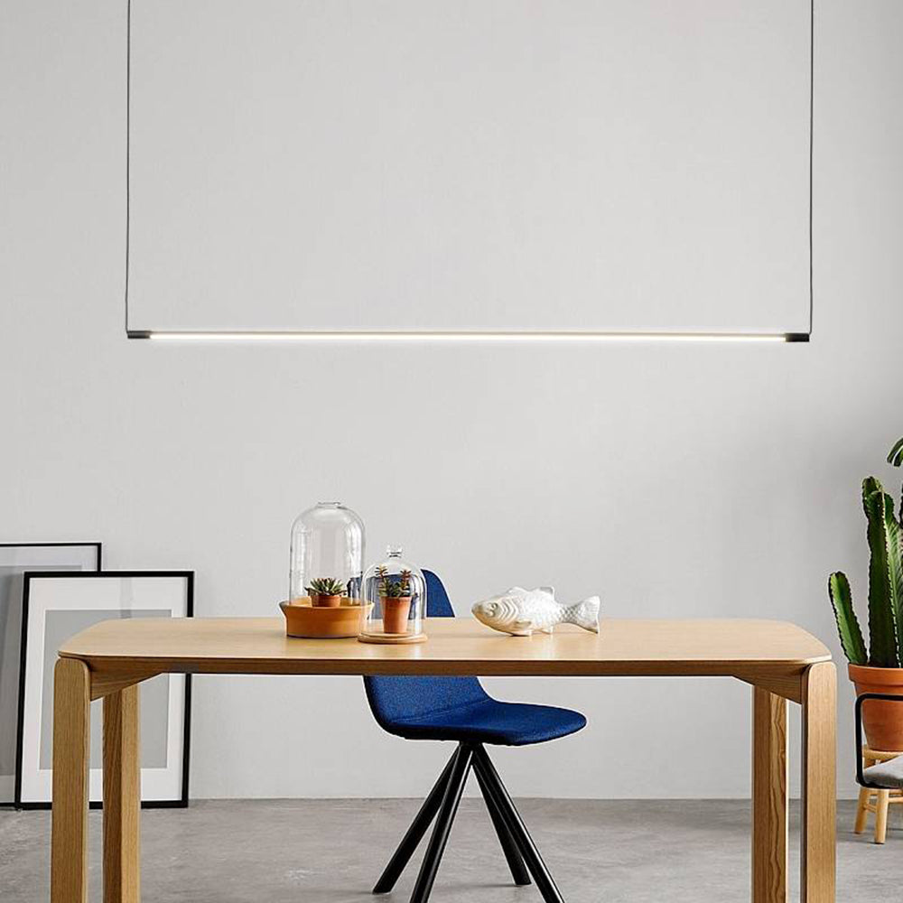 Lineaire Hanglamp Zwart Metaal Acryl LED voor Eetkamer Woonkamer Slaapkamer Dimbaar Modern Strak Design | Sulvida