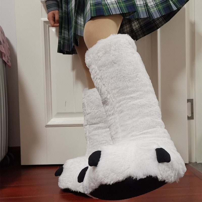 Pluche Pantoffels Berenpoot Winter Warm Unisex Antislip Binnenschoenen Knuffelzacht Huisschoenen Comfortabel | Sulvida