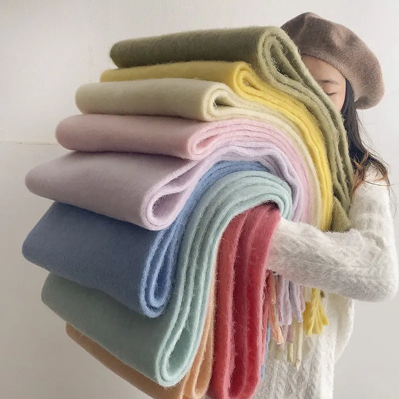 Écharpe de luxe en cachemire Elena – Accessoire d’hiver tendance, chaud et doux, 240cm, 10 couleurs, étole pour femme, automne et hiver | Sulvida