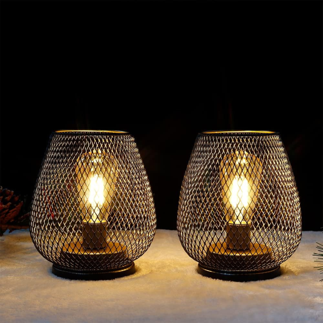 Draadloze LED-lantaarn mat zwart metaal vintage batterijverlichting binnen buiten sfeerverlichting decoratief | Sulvida