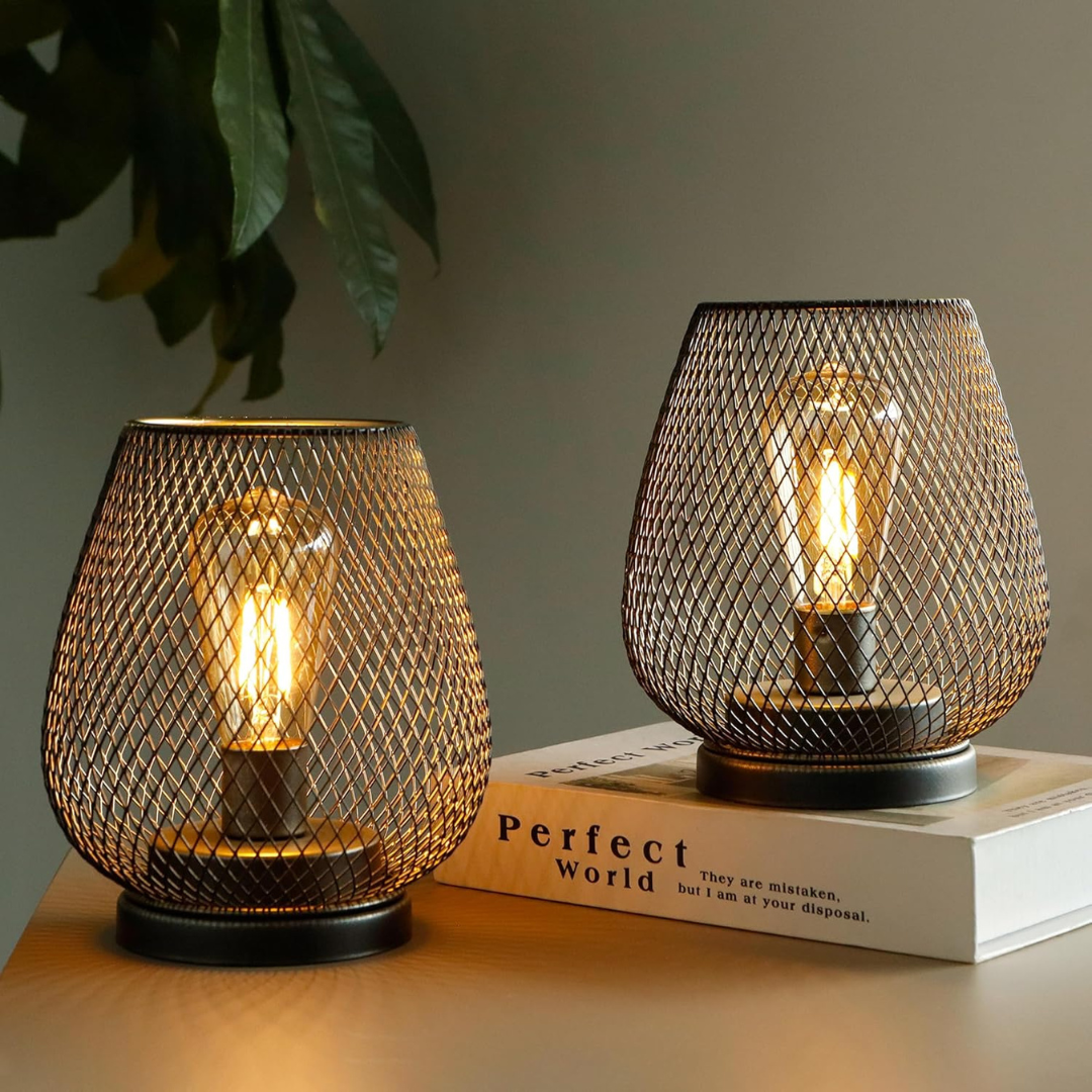 Draadloze LED Lantaarn Luxe Zwarte Tafellamp op Batterijen met Vintage Design Verlichting voor Binnen en Buiten Sfeerlicht | Sulvida