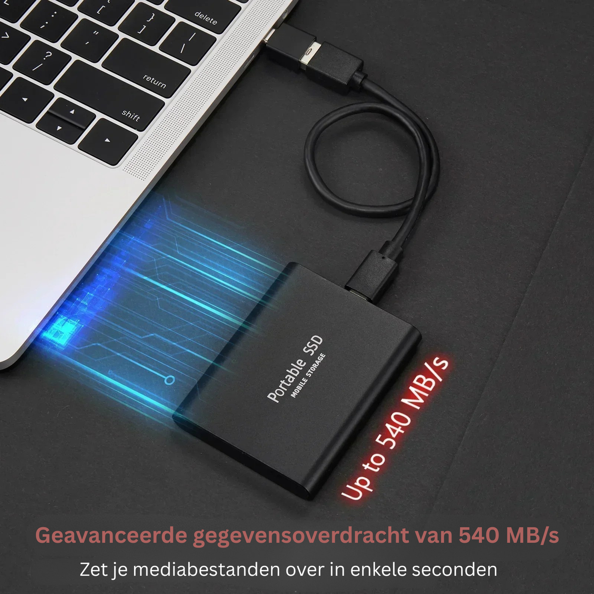 Externe SSD 128GB Aluminiumbehuizing Ultra-Snel USB 3.1 Type-C 540MB/s Overdrachtssnelheid Draagbare Opslag | Sulvida