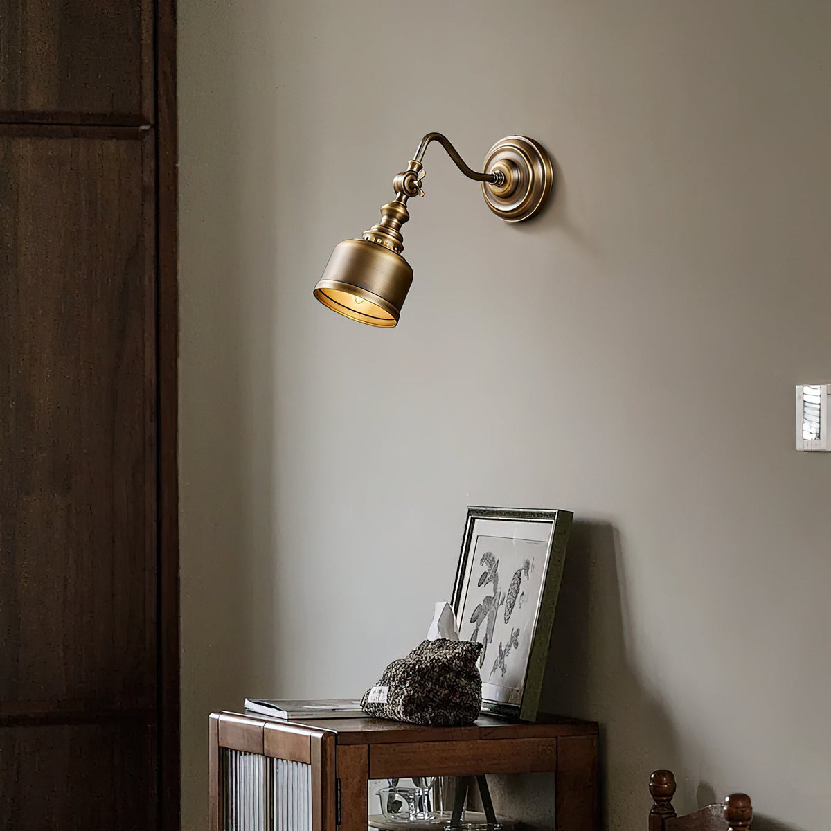 Wandlamp Zwanenhals Messing Leeslamp Verstelbaar met Vintage Patina voor Slaapkamer Nachtlamp Bedlamp Wand | Sulvida