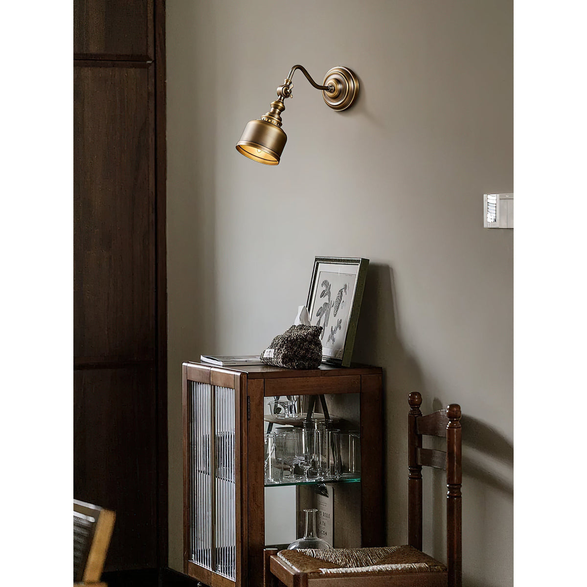 Wandlamp Zwanenhals Messing Leeslamp Verstelbaar met Vintage Patina voor Slaapkamer Nachtlamp Bedlamp Wand | Sulvida