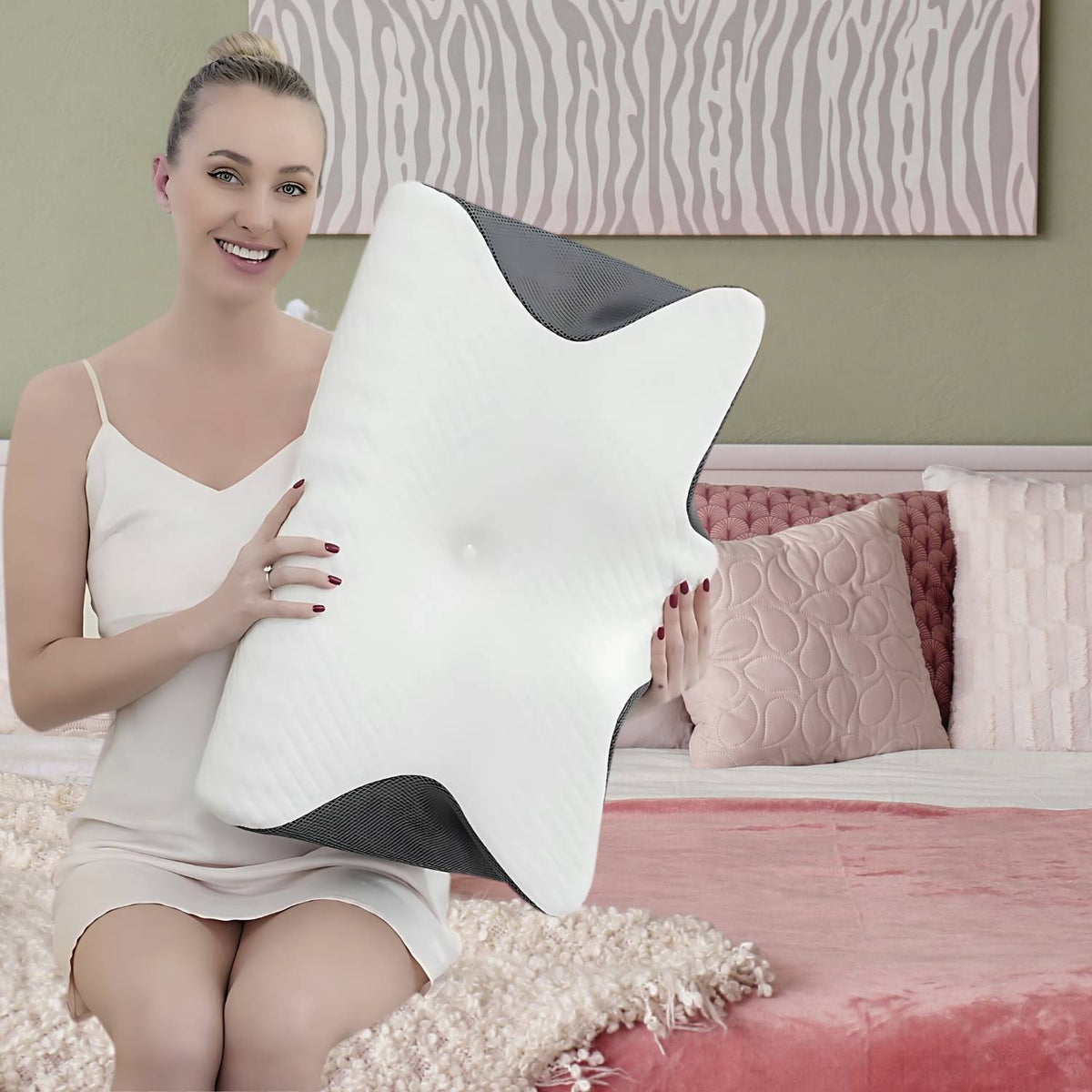 Traagschuim Nekkussen 60×40 cm Ergonomisch Hoofdkussen Neksteun Schouderklachten Ademend Memory Foam | Sulvida