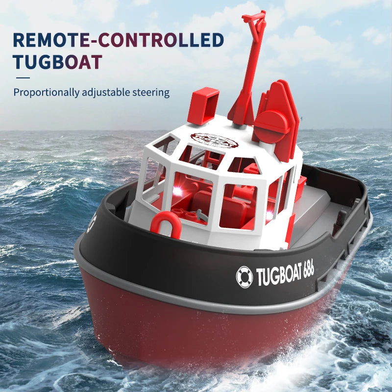 RC-sleepboot met dubbele motoren en lange afstandsbediening voor spannend waterspel buitenshuis kinderen | Sulvida