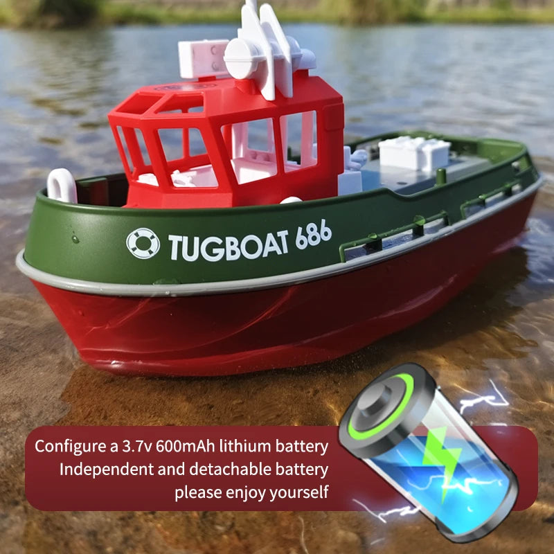 RC-sleepboot met dubbele motoren en lange afstandsbediening voor spannend waterspel buitenshuis kinderen | Sulvida