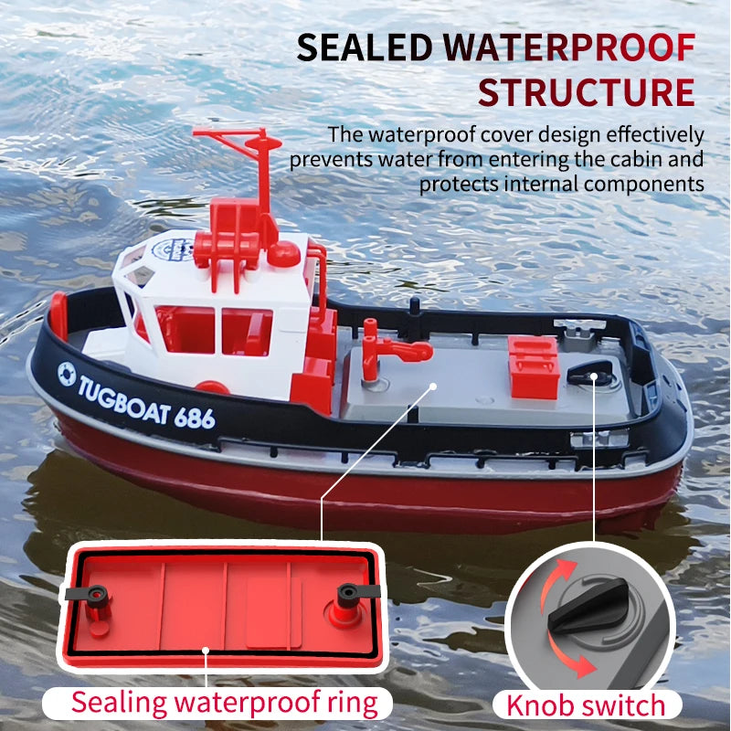 RC-sleepboot met dubbele motoren en lange afstandsbediening voor spannend waterspel buitenshuis kinderen | Sulvida