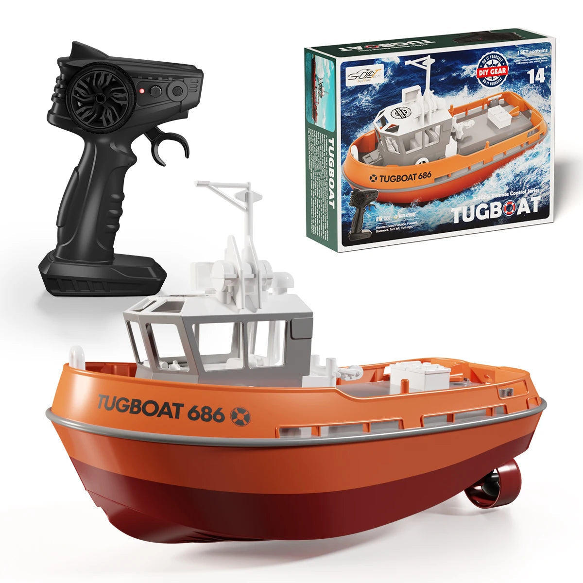 RC-sleepboot met dubbele motoren en lange afstandsbediening voor spannend waterspel buitenshuis kinderen | Sulvida