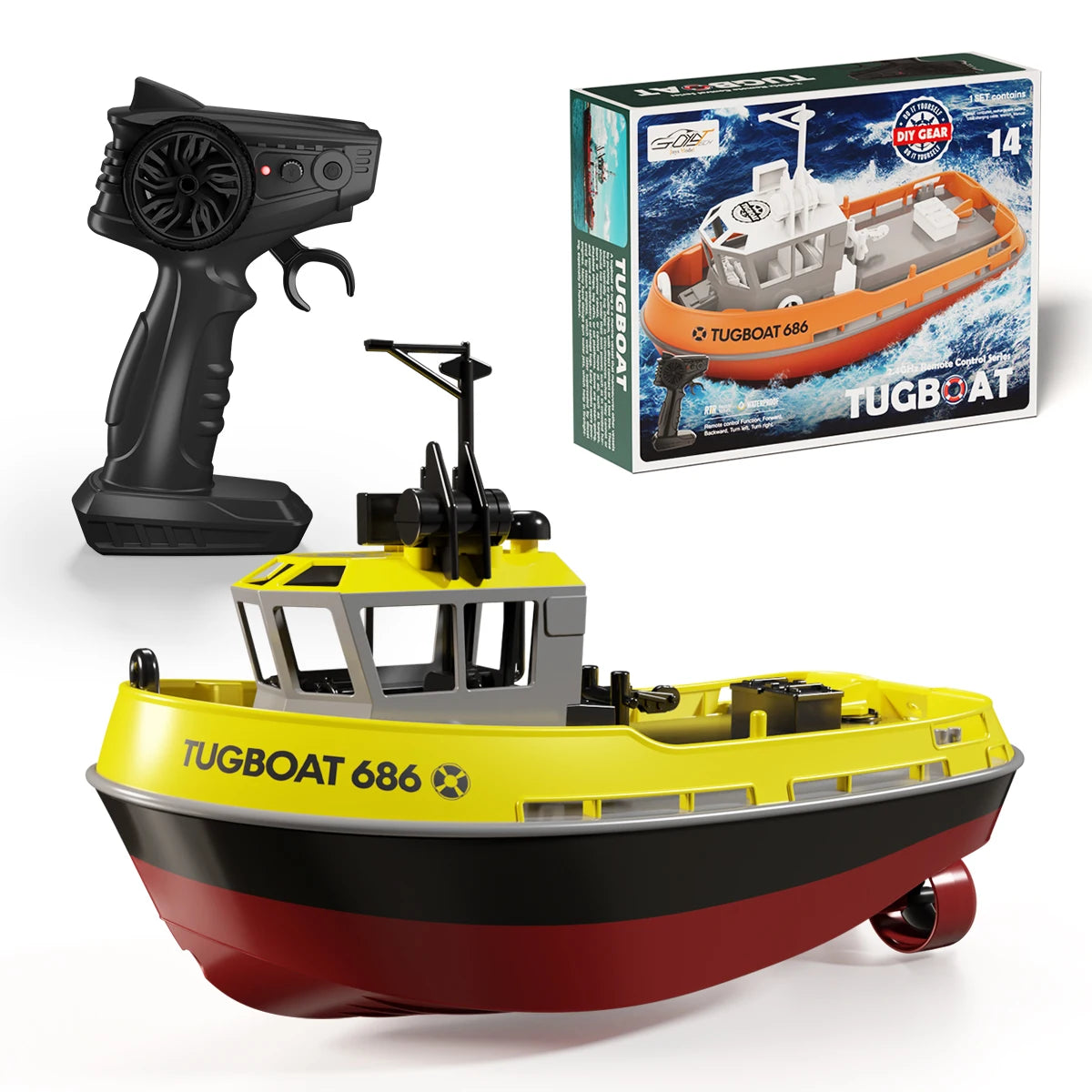 RC-sleepboot met dubbele motoren en lange afstandsbediening voor spannend waterspel buitenshuis kinderen | Sulvida
