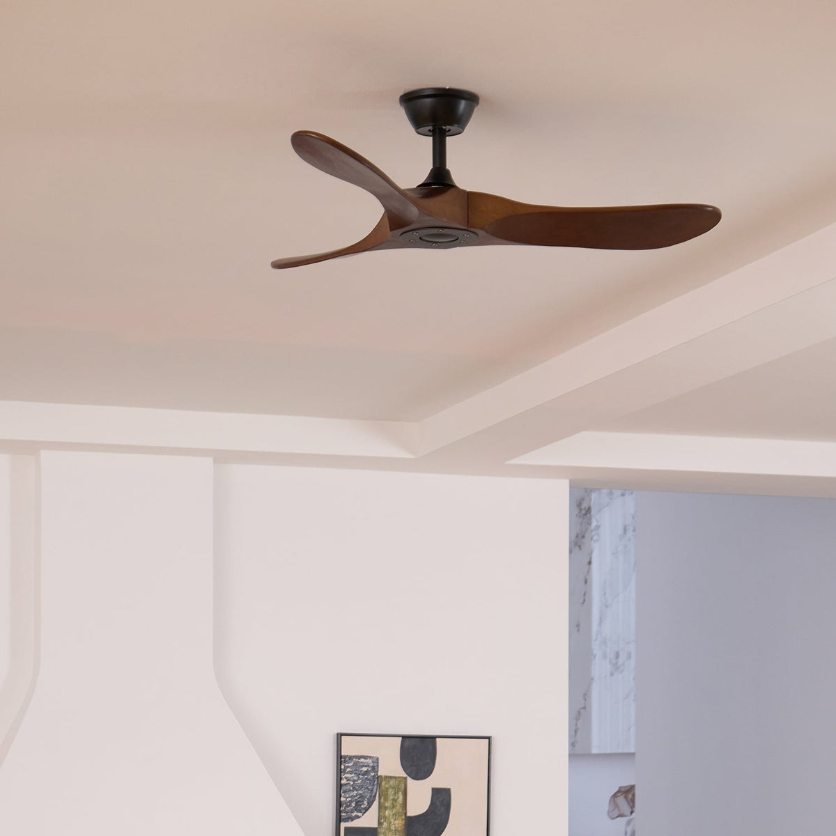Plafondventilator Met Houten Bladen Afstandsbediening 6 Snelheden 106cm 132cm Diameter Verstelbaar Plafond | Sulvida