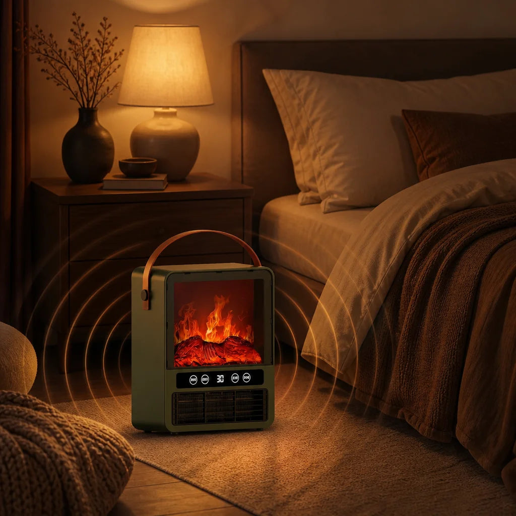 Compacte Elektrische Kachel met 3D Vlameffect en Natuurlijk Vuurgeluid voor Sfeervolle Warmte in Huis | Sulvida