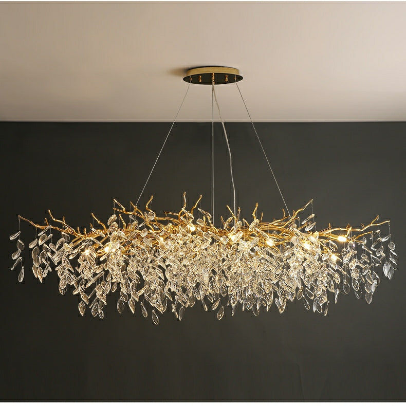 Kristallen kroonluchter met takkendesign – aluminium armatuur – LED G9 lampen – 6 tot 14 lichtpunten woonkamer | Sulvida
