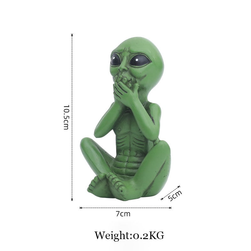Decoratief Buitenbeeld Hars Alien Figuur Tuin Ontspannen Houding Sculptuur Groen Grijs Weerbestendig UV-Beschermd | Sulvida