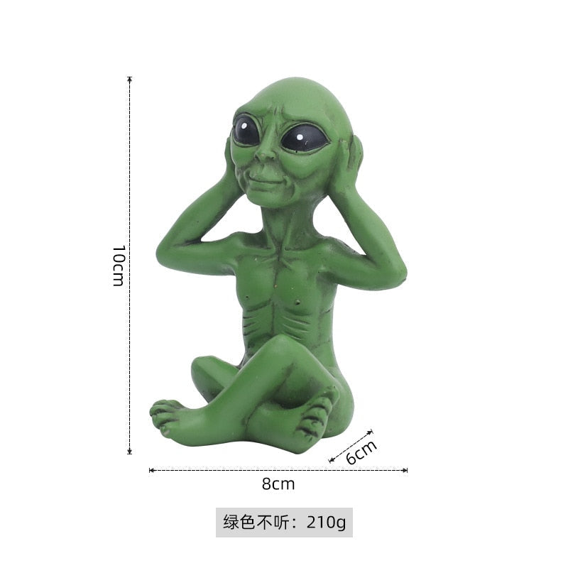 Decoratief Buitenbeeld Hars Alien Figuur Tuin Ontspannen Houding Sculptuur Groen Grijs Weerbestendig UV-Beschermd | Sulvida