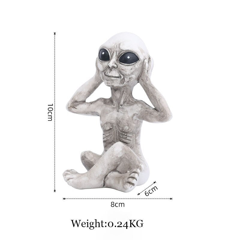 Decoratief Buitenbeeld Hars Alien Figuur Tuin Ontspannen Houding Sculptuur Groen Grijs Weerbestendig UV-Beschermd | Sulvida