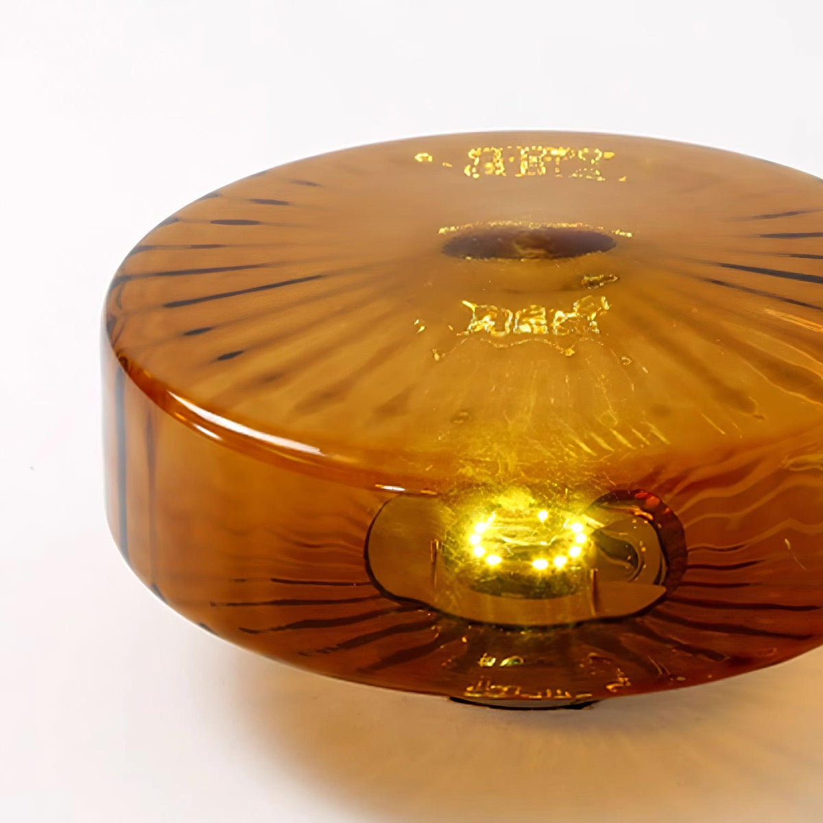 Plafondlamp Amber Glas Met Zonnestraalpatroon Warm Retro Licht Voor Slaapkamer Woonkamer Hal Sfeerverlichting | Sulvida