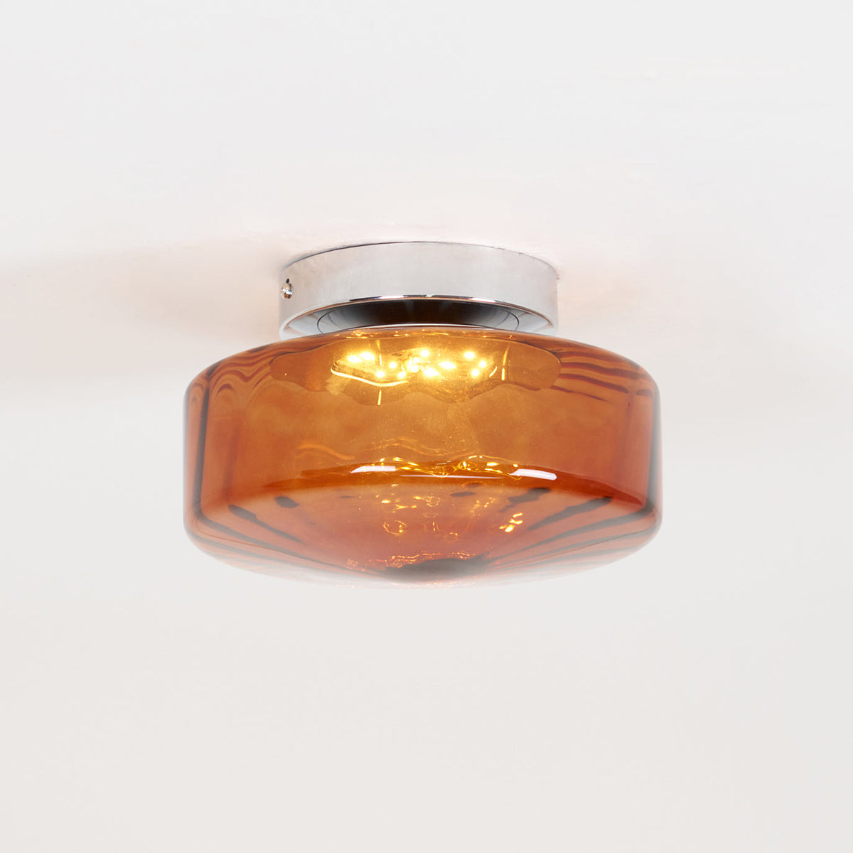 Plafondlamp Amber Glas Met Zonnestraalpatroon Warm Retro Licht Voor Slaapkamer Woonkamer Hal Sfeerverlichting | Sulvida
