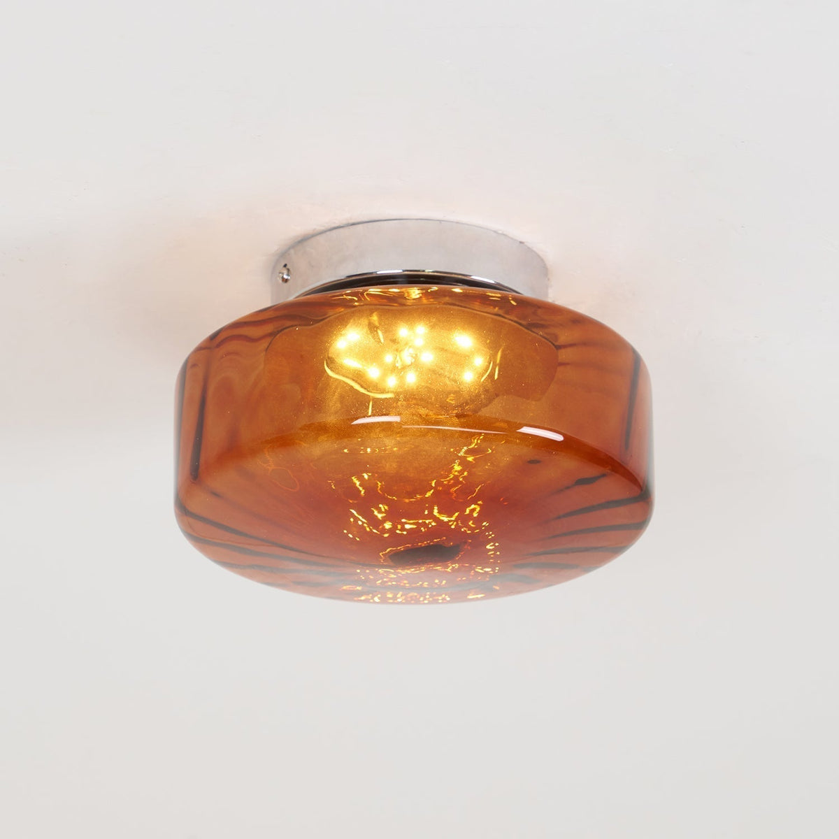 Plafondlamp Amber Glas Met Zonnestraalpatroon Warm Retro Licht Voor Slaapkamer Woonkamer Hal Sfeerverlichting | Sulvida