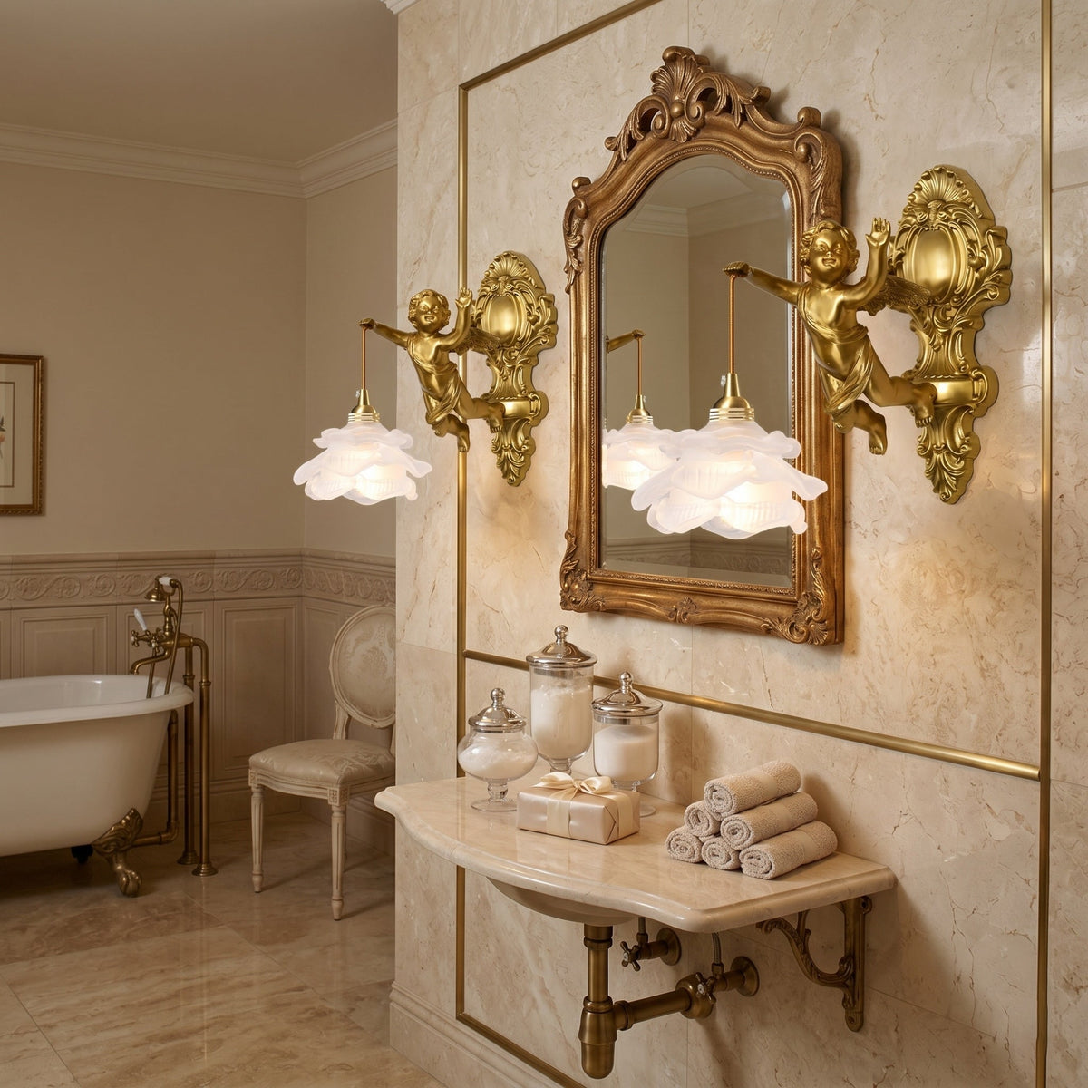 Glazen Engelvleugel Wandlamp Messing met Richting voor Woonkamer Slaapkamer Hal Decoratieve Verlichting | Sulvida