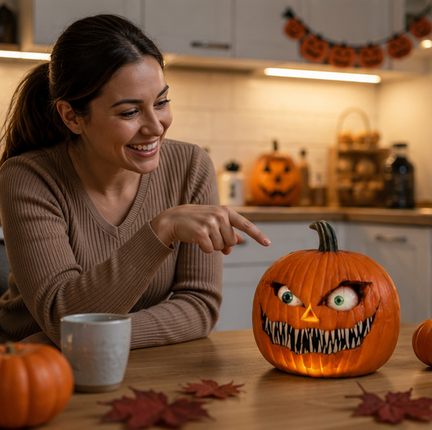 Pompoen Decoratie Halloween met Ogen Effect voor Feestdecoratie Griezelige Sfeerverlichting Binnenhuis | Sulvida