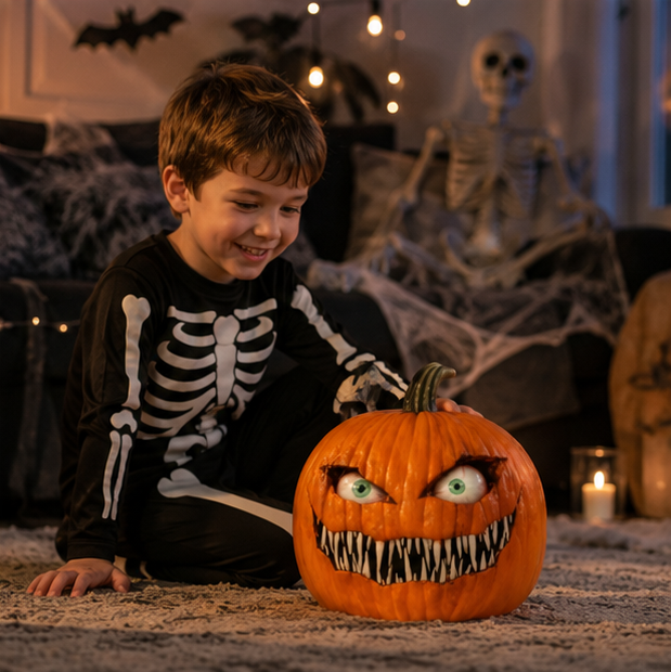 Pompoen Decoratie Halloween met Ogen Effect voor Feestdecoratie Griezelige Sfeerverlichting Binnenhuis | Sulvida