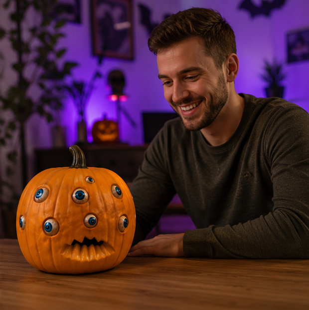 Pompoen Decoratie Halloween met Ogen Effect voor Feestdecoratie Griezelige Sfeerverlichting Binnenhuis | Sulvida