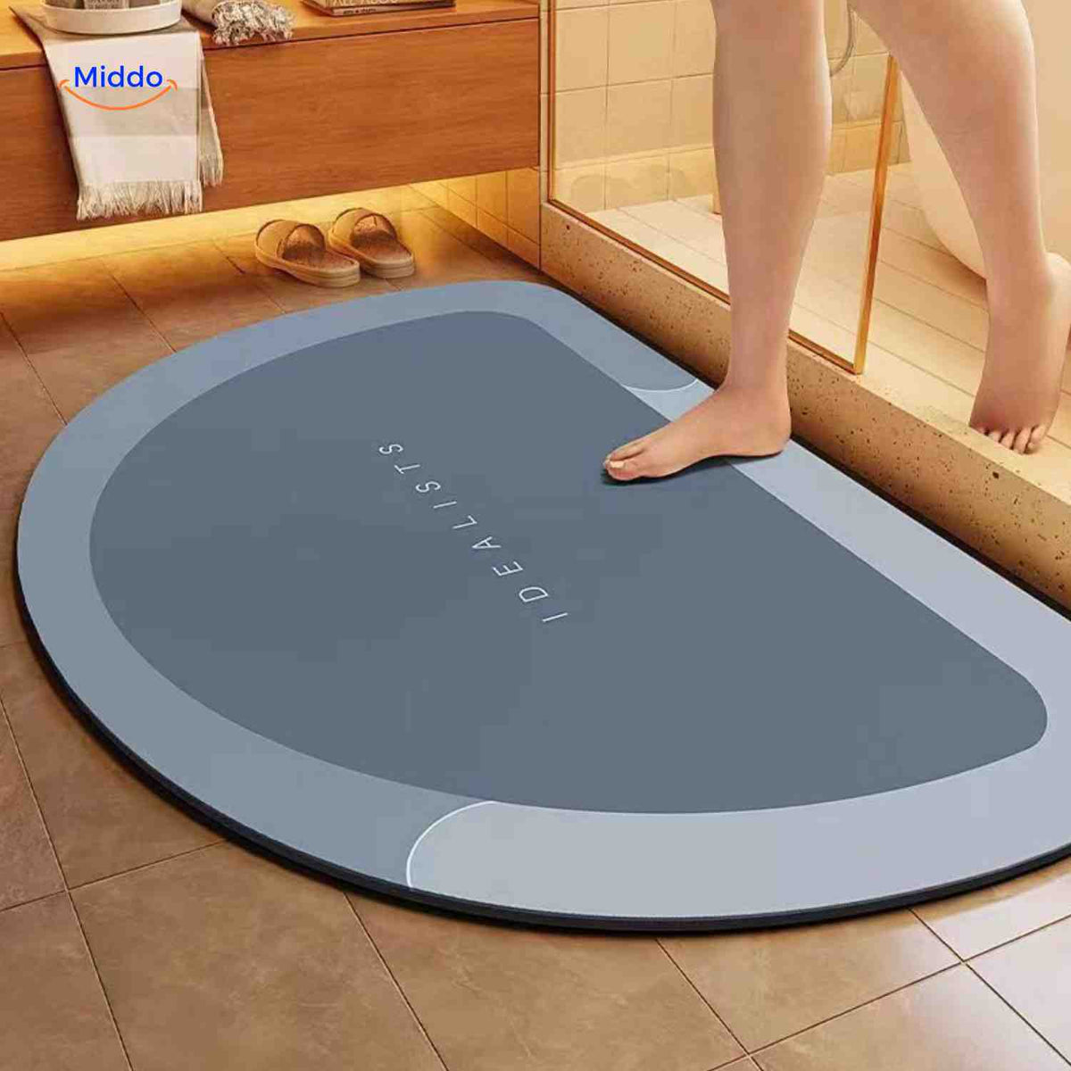 Antislip badmat met sneldrogende toplaag vierkant ovaal halfrond voor douche bad natte vloeren en badkamer | Sulvida