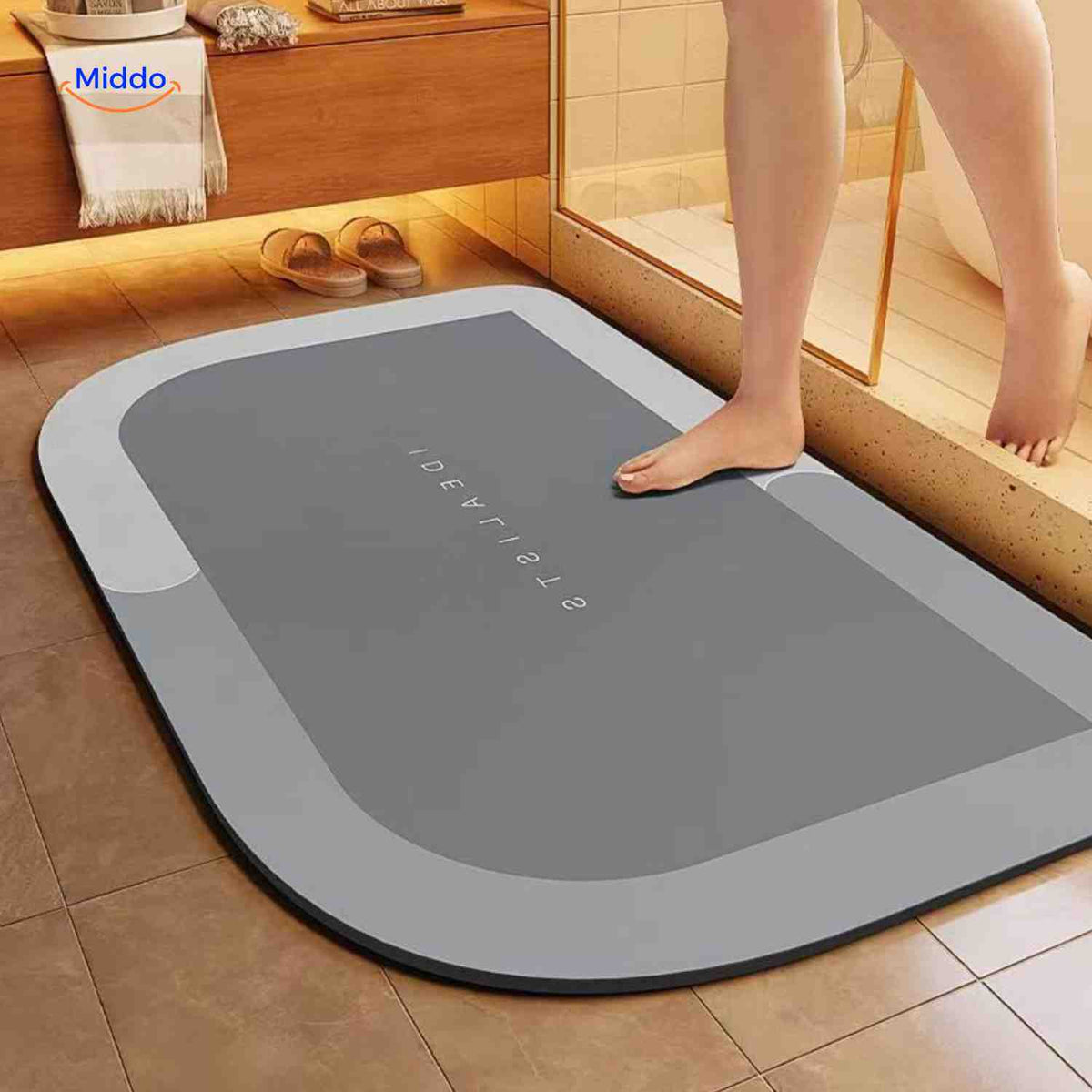 Antislip badmat met sneldrogende toplaag vierkant ovaal halfrond voor douche bad natte vloeren en badkamer | Sulvida
