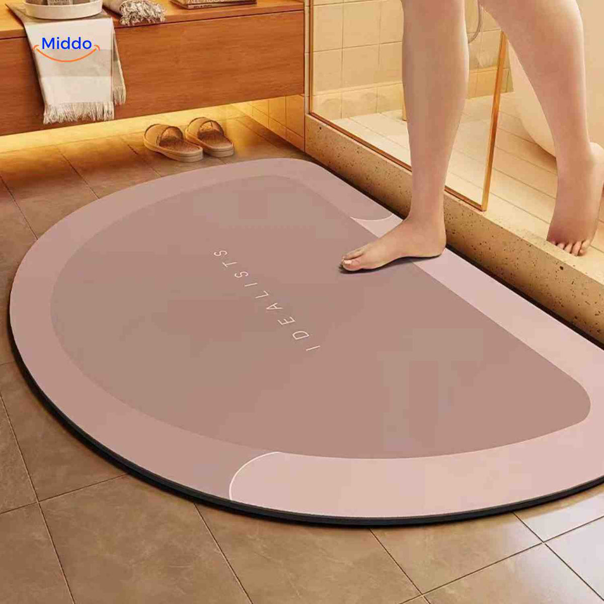 Antislip badmat met sneldrogende toplaag vierkant ovaal halfrond voor douche bad natte vloeren en badkamer | Sulvida
