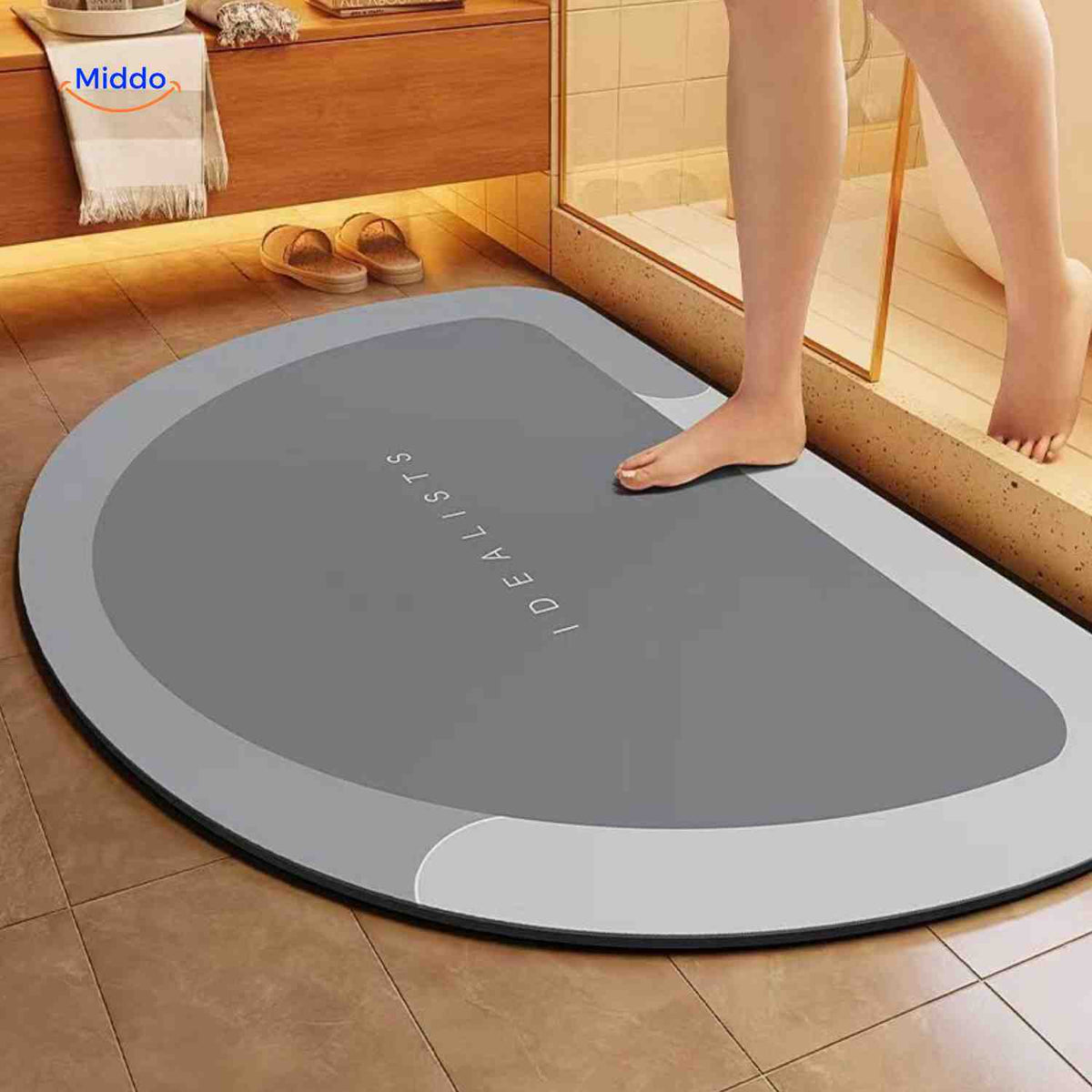 Antislip badmat met sneldrogende toplaag vierkant ovaal halfrond voor douche bad natte vloeren en badkamer | Sulvida
