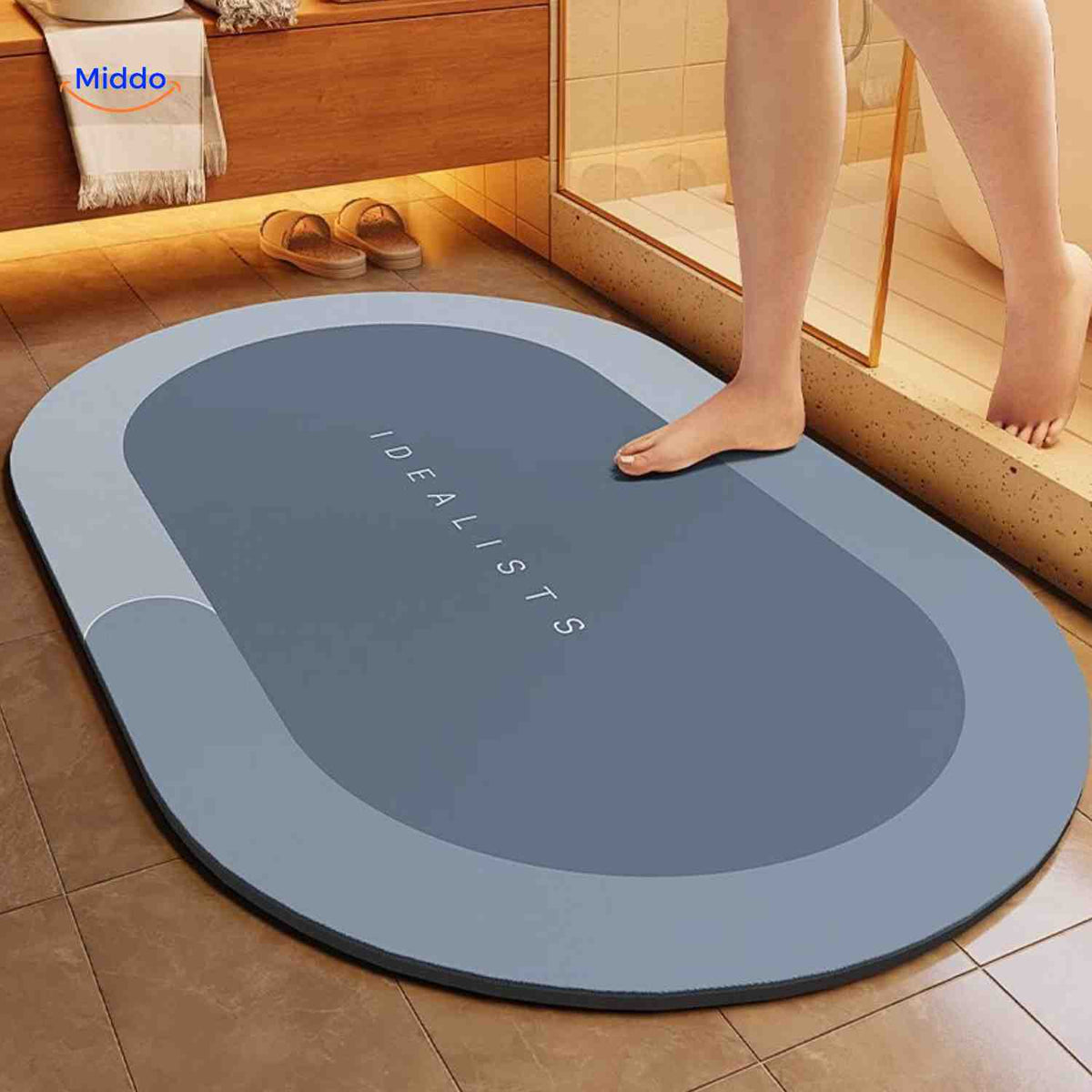 Antislip badmat met sneldrogende toplaag vierkant ovaal halfrond voor douche bad natte vloeren en badkamer | Sulvida