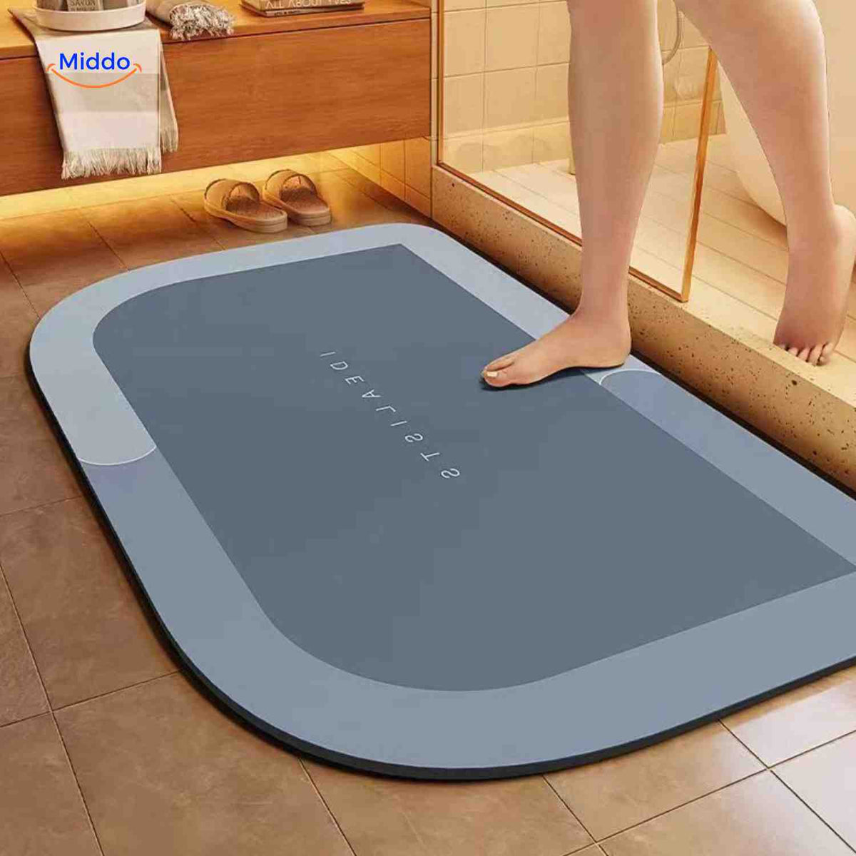 Antislip badmat met sneldrogende toplaag vierkant ovaal halfrond voor douche bad natte vloeren en badkamer | Sulvida