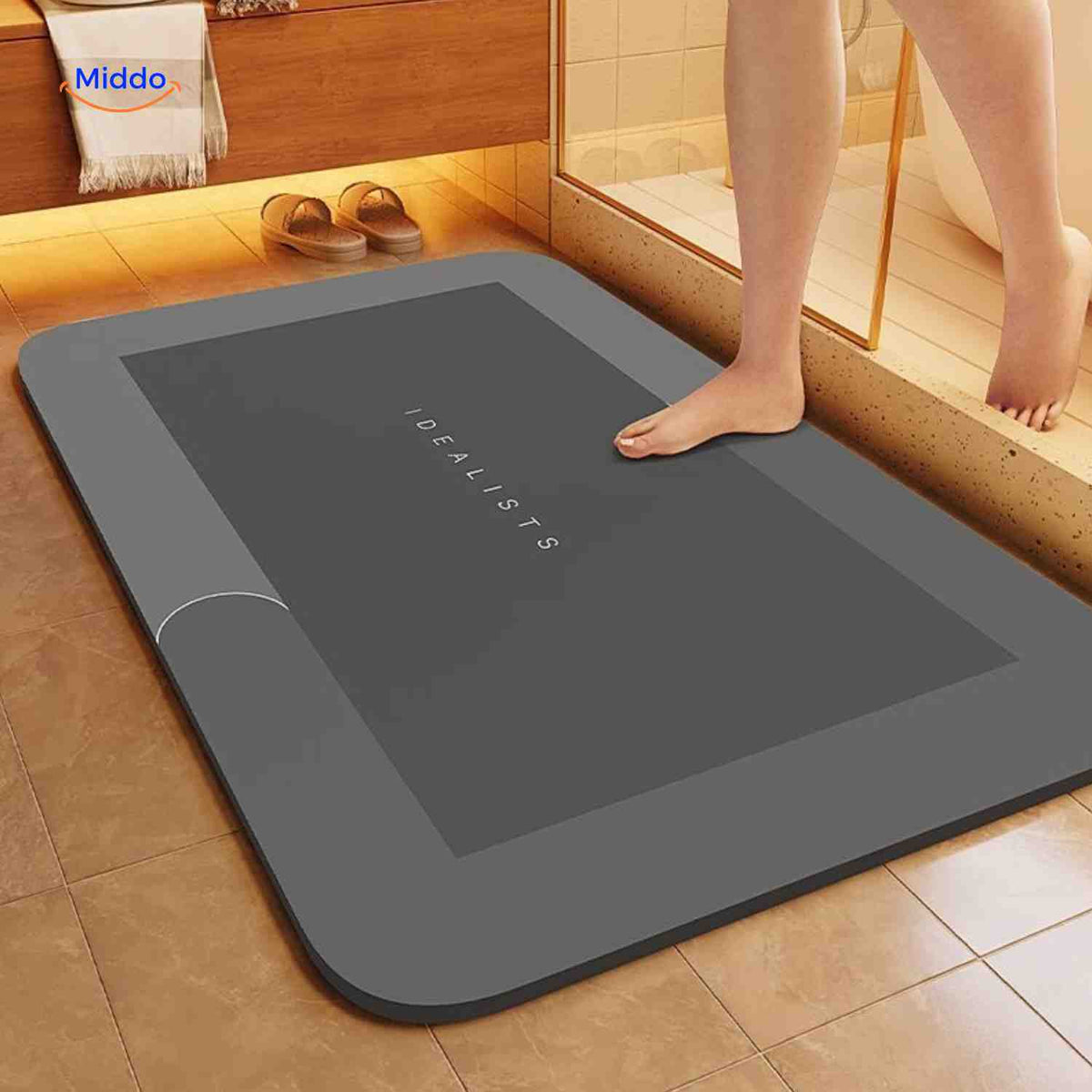 Antislip badmat met sneldrogende toplaag vierkant ovaal halfrond voor douche bad natte vloeren en badkamer | Sulvida