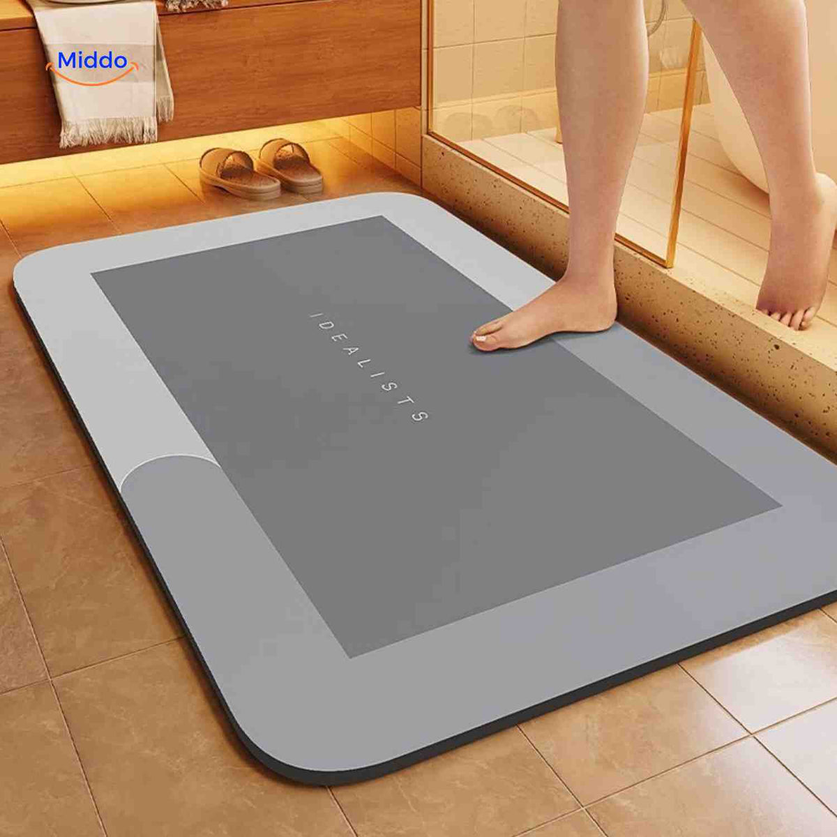 Antislip badmat met sneldrogende toplaag vierkant ovaal halfrond voor douche bad natte vloeren en badkamer | Sulvida