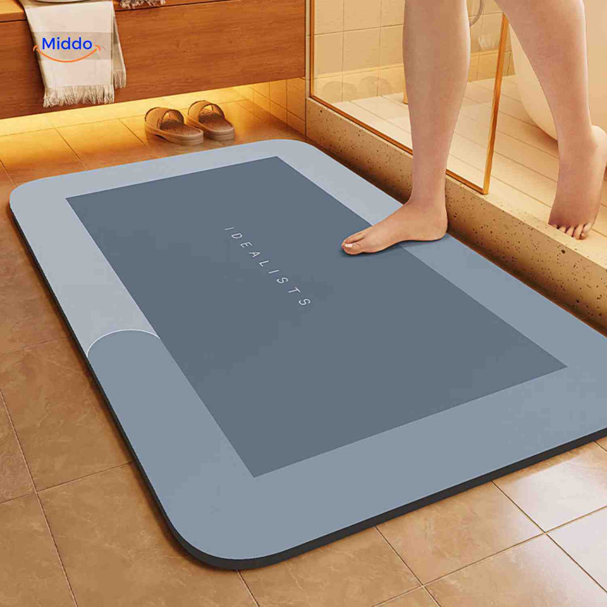 Antislip badmat met sneldrogende toplaag vierkant ovaal halfrond voor douche bad natte vloeren en badkamer | Sulvida