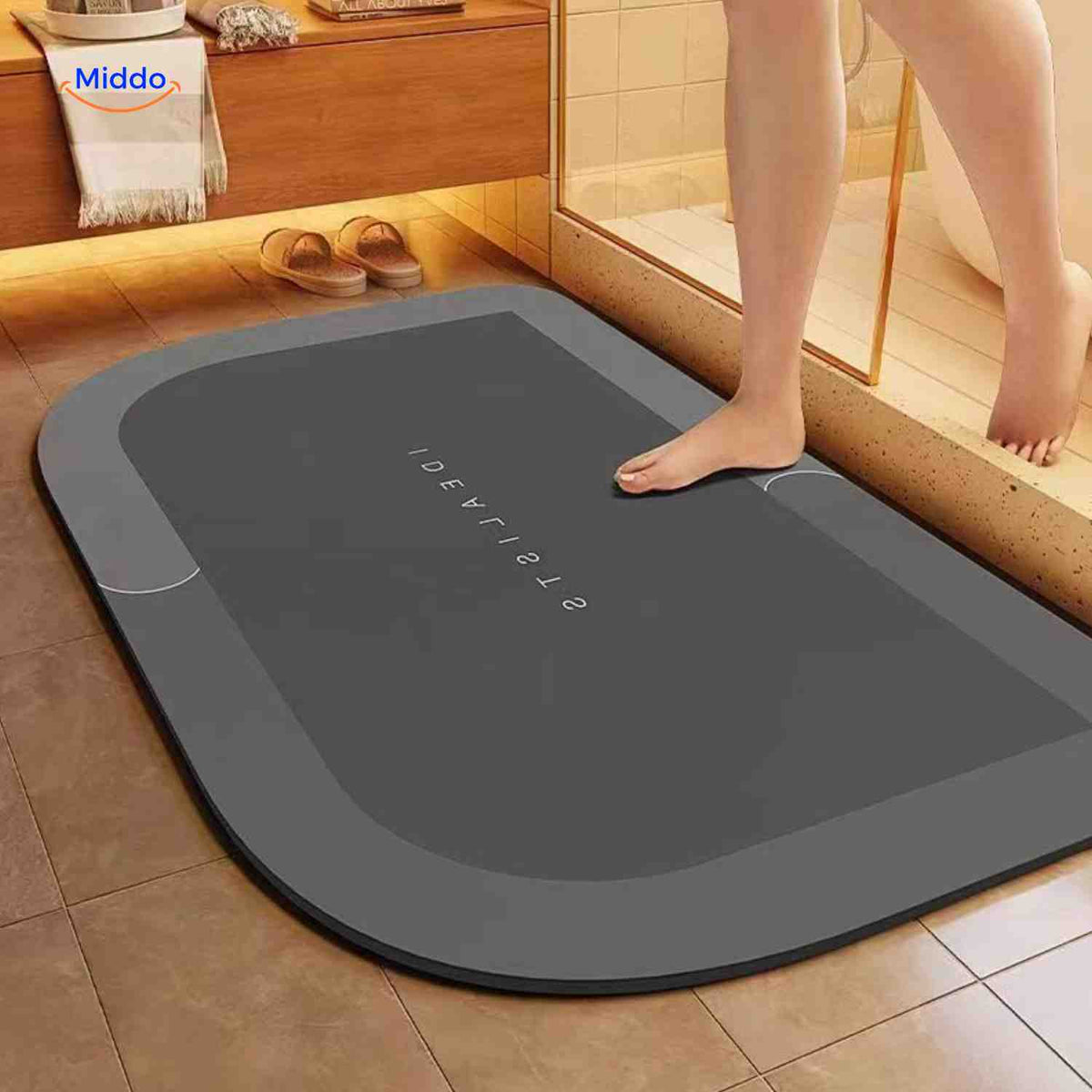 Antislip badmat met sneldrogende toplaag vierkant ovaal halfrond voor douche bad natte vloeren en badkamer | Sulvida