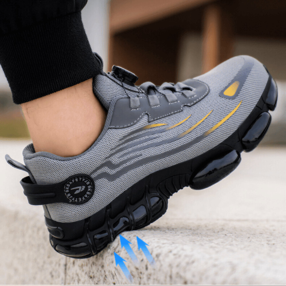 Orthopedische Veiligheidsschoenen met Draaivergrendeling Grijs Zwart Werklaarzen Steunzool Antislip Werkschoenen | Sulvida
