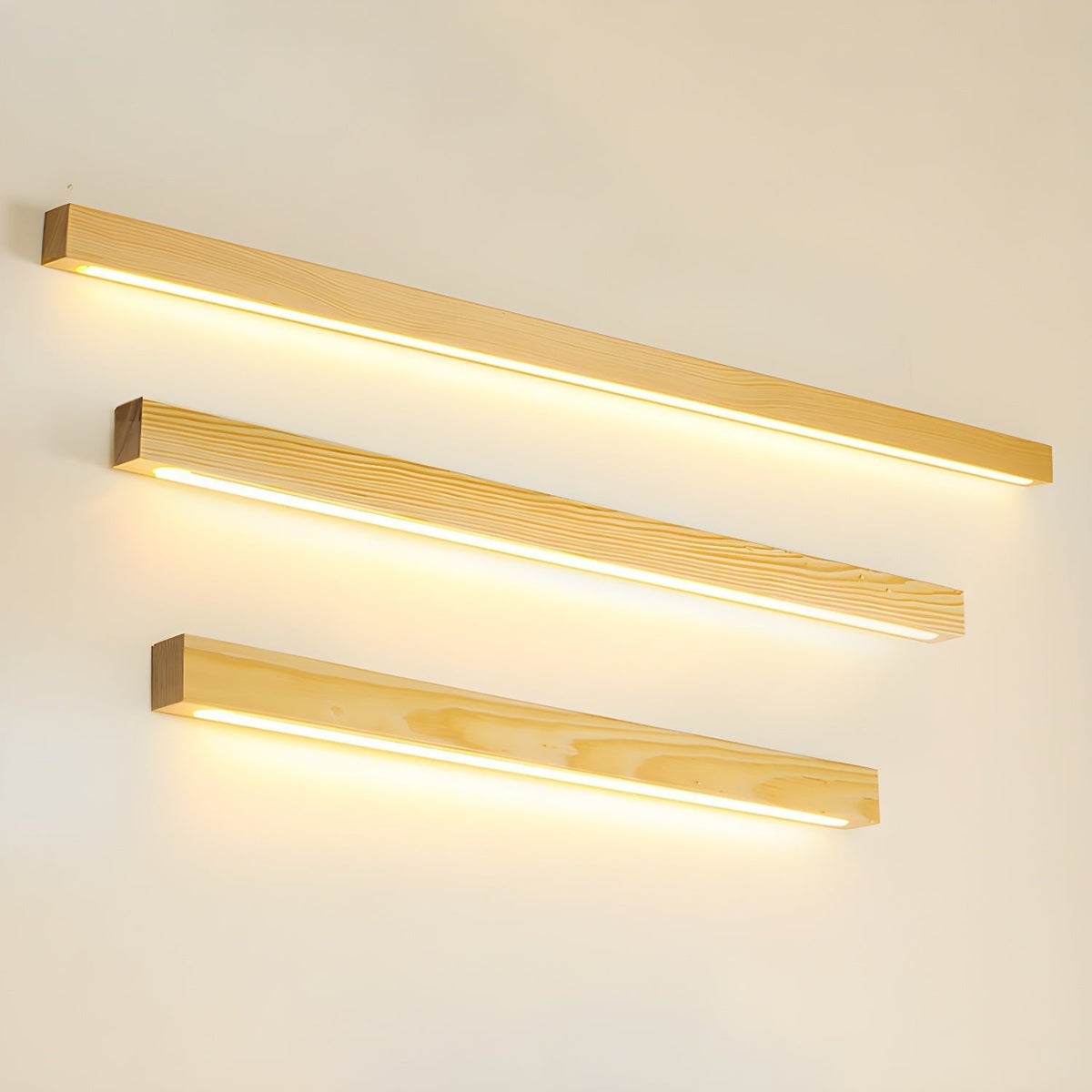 Lineaire Houten Wandlamp LED Minimalistisch 60-120cm Dennenhout Modern Sfeerlicht Woonkamer Slaapkamer | Sulvida