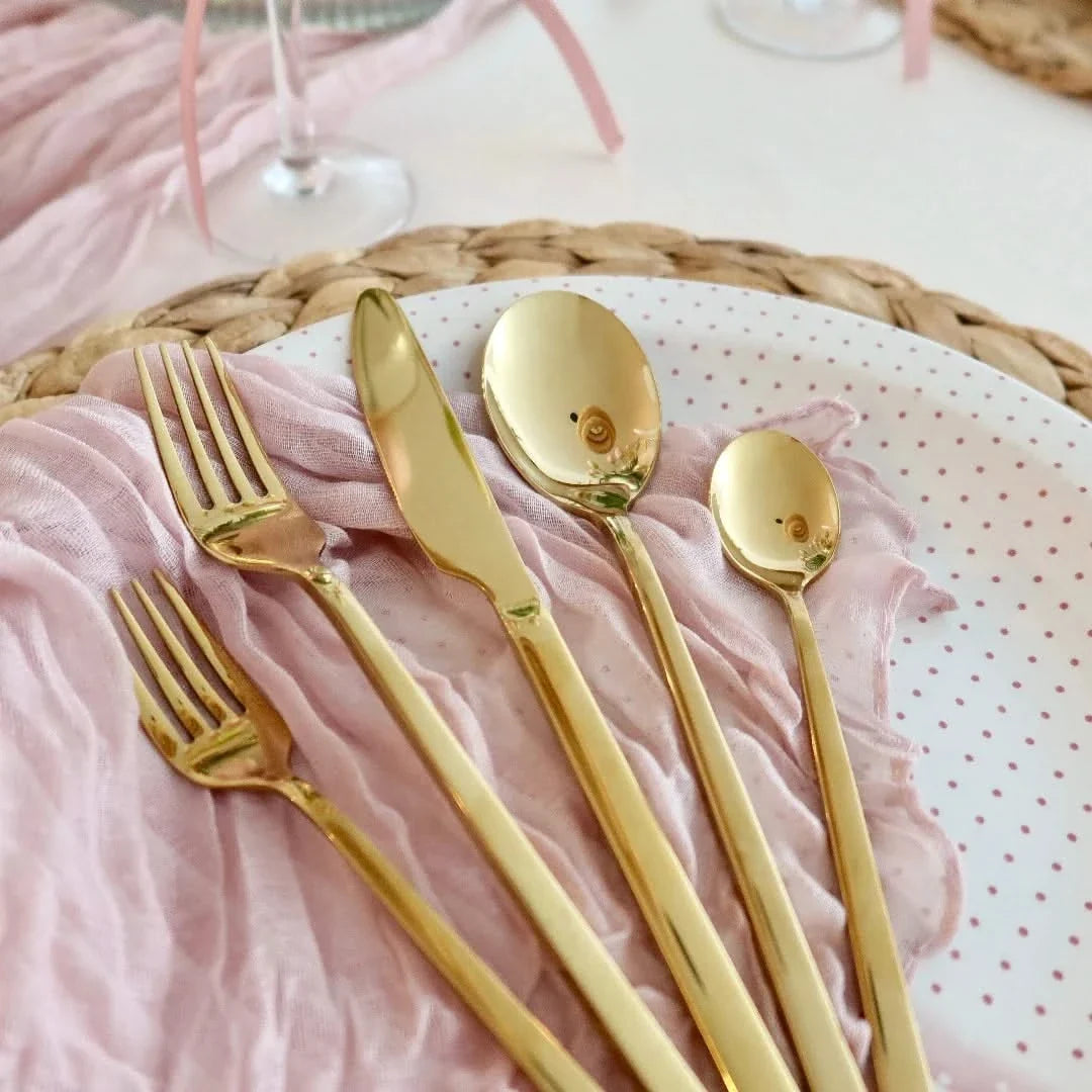 Roestvrijstalen bestekset 30-delig goud zwart zilver roségoud voor 6 personen luxe tafelbestek eettafel | Sulvida