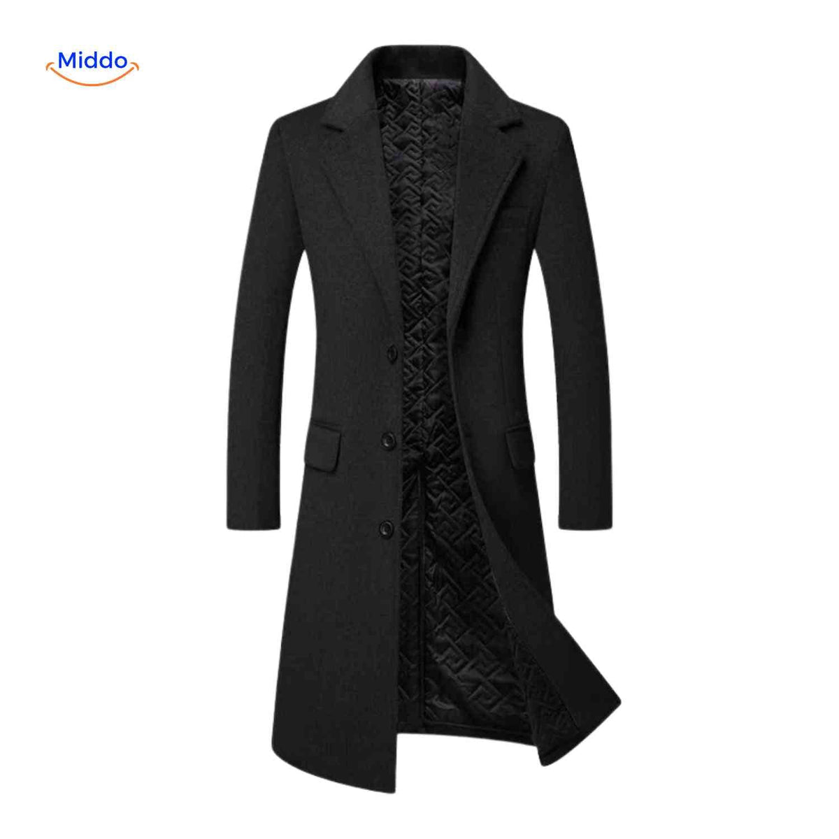 Wollen herencovercoat klassiek knielengte grijs beige donkerbruin gevoerd katoen warm elegant winterjas heren | Sulvida